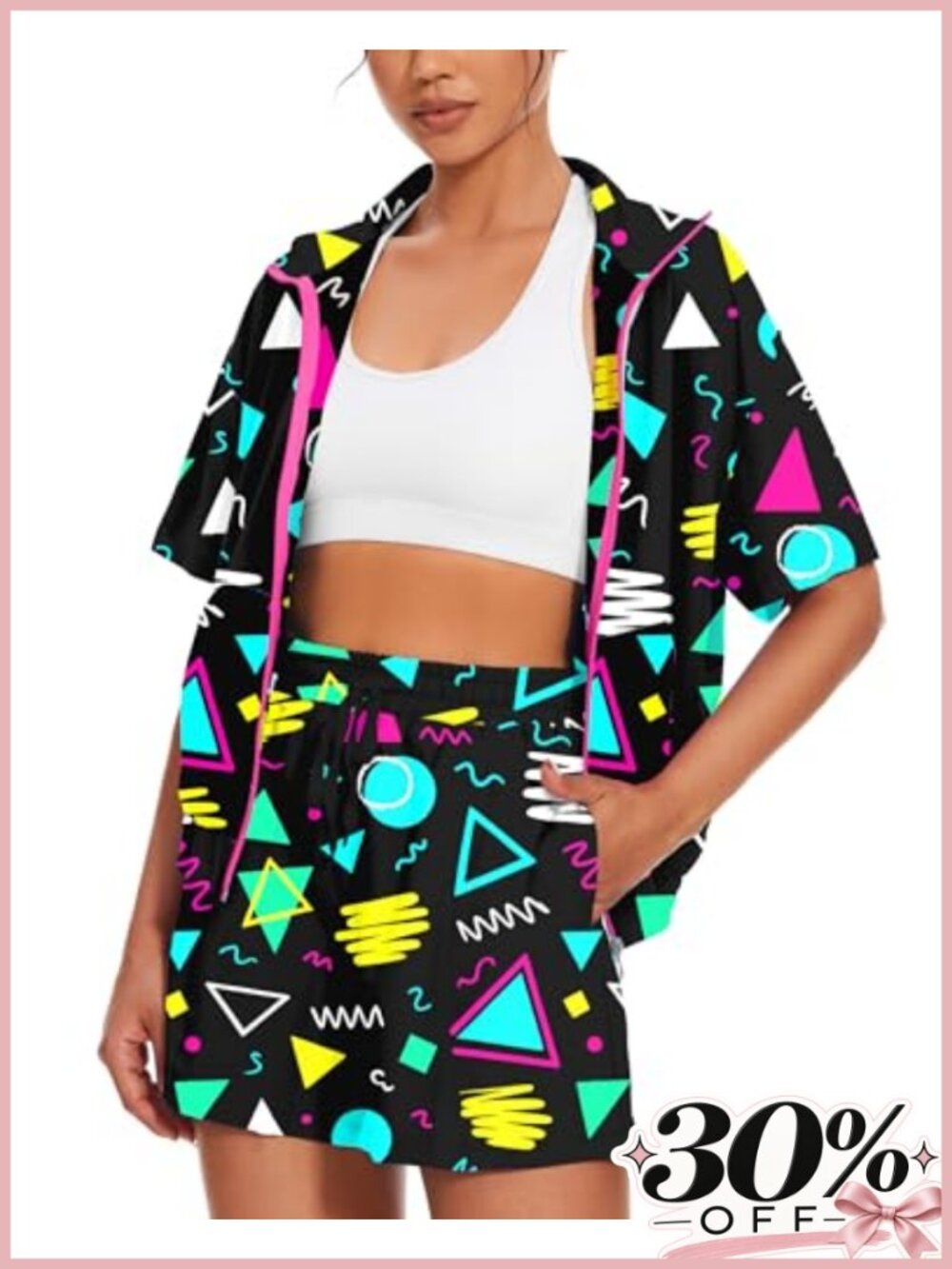 2 Piece Track Suit Set Zip Up Short Sleeve Polyester Elastane Womens